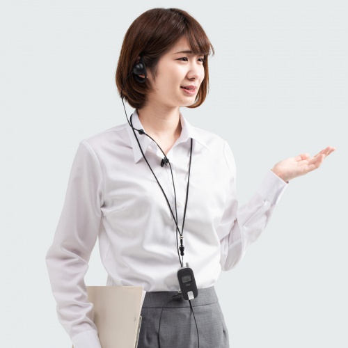 ワイヤレス ガイドシステム（ガイド用イヤホンマイク・防水/防塵・ディスプレイ搭載・双方向通信・最大255台接続・40チャンネル対応・ガイドリーダー・インカム・無線・シスガイド・工場見学・屋外・軽量）