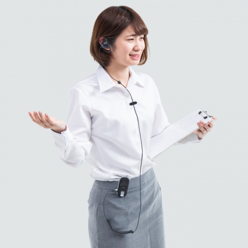 ワイヤレス ガイドシステム（ガイド用イヤホンマイク・防水/防塵・ディスプレイ搭載・双方向通信・最大255台接続・40チャンネル対応・ガイドリーダー・インカム・無線・シスガイド・工場見学・屋外・軽量）