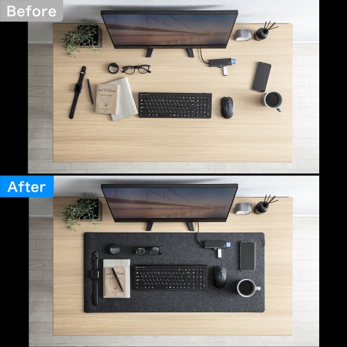 デスクマット（フェルト・幅90cm・奥行40cm・大型マウスパッド・デスクパッド・ブラック） MPD-FLT1BK サンワサプライ