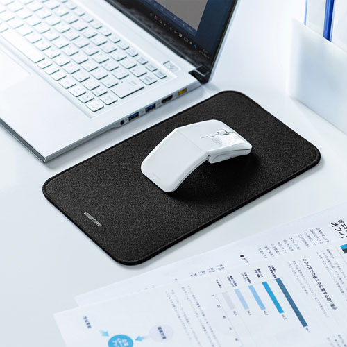 マウスパッド（クッション・Mサイズ・リストレスト・中型・シンプル・ブラック）