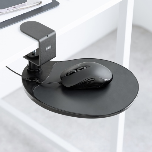 マウステーブル（360度回転・クランプ式・硬質プラスチック製・ブラック・リストレスト）MPD-TB1BK サンワサプライ