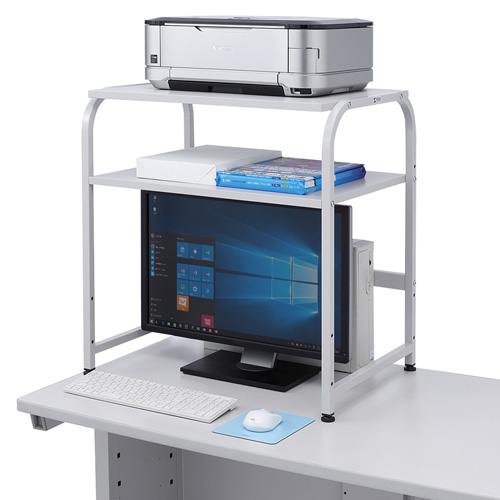 机上ラック（プリンター台・卓上・中棚付き・周辺機器・キーボード収納・幅64cm・奥行45cm・パソコン台） サンワサプライ