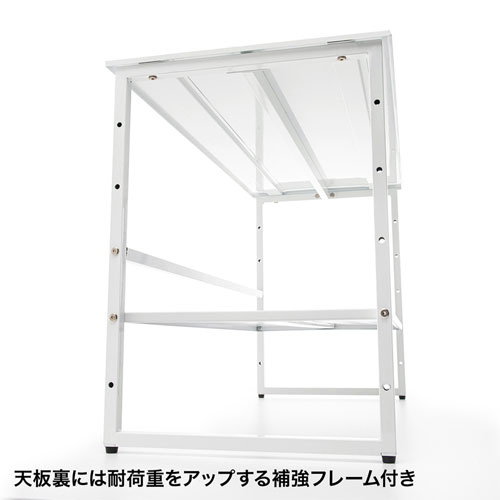 机上ラック（モニター台・中棚付き・ワイド・スチール製・ 耐荷重50㎏・大型モニター・レーザープリンター設置・幅98cm・奥行45cm・プリンター台） サンワサプライ