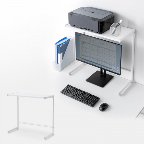 デスク上収納ラック（机上台・幅65cm・ハイタイプ・シェルフ・机上ラック・モニター台・ホワイト）