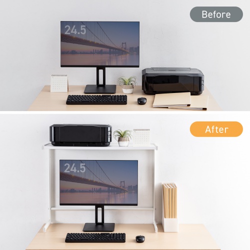 デスク上収納ラック（机上台・幅80cm・ハイタイプ・シェルフ・机上ラック・モニター台・ホワイト）