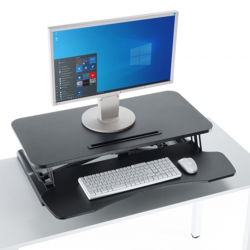 スタンディングデスク（リフトアップデスク・手動・ガス圧式・机上タイプ・昇降機能追加）MR-ERGST5BK