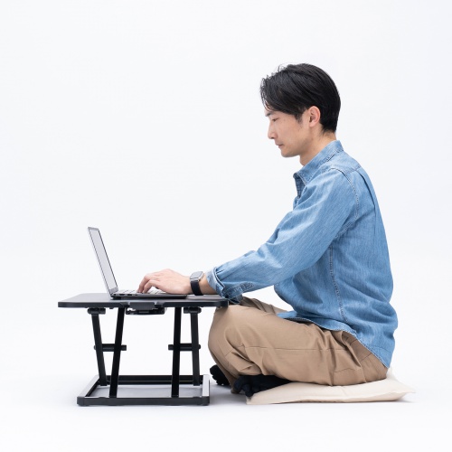 リフトアップデスク（卓上・スタンディングデスク・バネ圧昇降・幅68cm・高さ調整4.5～39.5cm・作業台・昇降デスク化・ブラック）