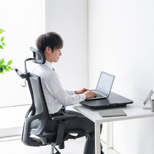リフトアップデスク（卓上・スタンディングデスク・バネ圧昇降・幅68cm・高さ調整4.5～39.5cm・作業台・昇降デスク化・ブラック）