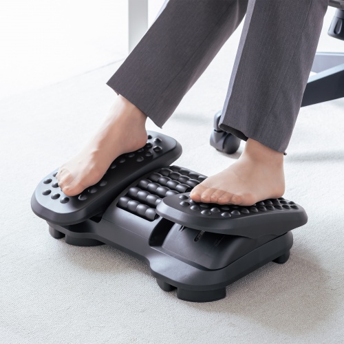 フットレスト（デスク下・足置き台・足踏み運動・マッサージローラー・滑り止め付き・オフィス・家庭）