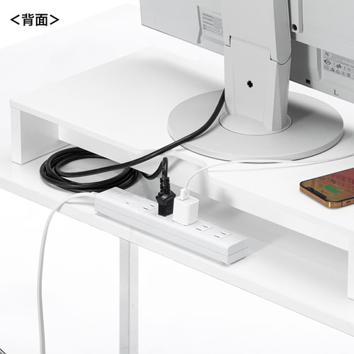 モニター台（机上ラック・卓上・幅59.5cm・奥行28cm・高さ8cm・白・木製・ノートパソコン・プリンタ・キーボード収納・シンプル） サンワサプライ MR-LC101WN