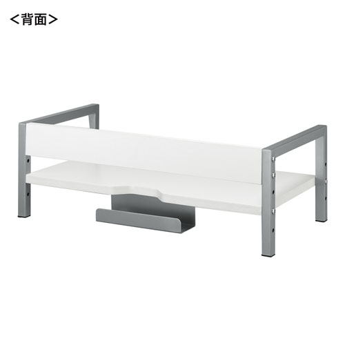 机上液晶モニタスタンド（3段階高さ調整・幅59.5cm・奥行30cm・キーボード収納・書棚・ホワイト）