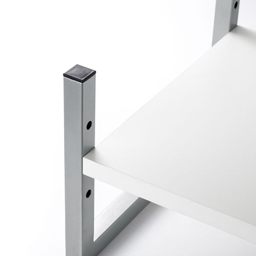 机上液晶モニタスタンド（3段階高さ調整・幅59.5cm・奥行30cm・キーボード収納・書棚・ホワイト）