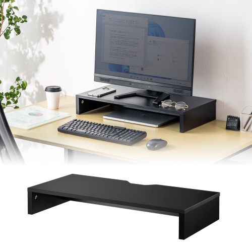 モニター台（机上台・幅約60cm・モニター下収納・木製・ブラック）