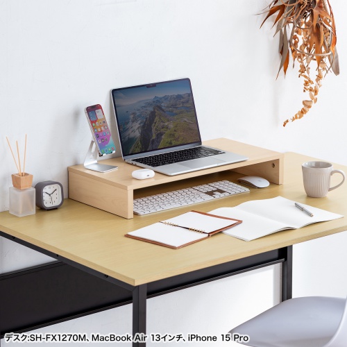 モニター台（机上台・幅約60cm・モニター下収納・木製・木目・ブラウン）