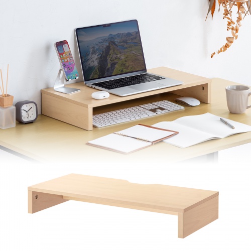 モニター台（机上台・幅約60cm・モニター下収納・木製・木目・ブラウン）