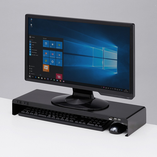 モニター台（電源タップ・USBポート付き・卓上） MR-LC202BK