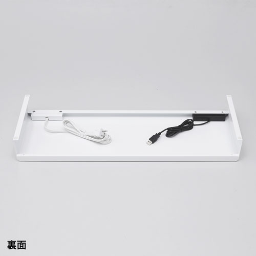 モニター台（机上ラック・卓上・幅60cm・奥行20cm・スチール・白・USB・電源・コンセント・キーボード収納 ） サンワサプライ MR-LC202WN