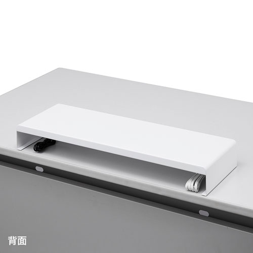 モニター台（机上台・卓上・コンセント・USBポート付き・ホワイト・幅60cm・奥行20cm・充電・スマホ同期・スチール製） サンワサプライ