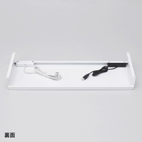 モニター台（机上台・卓上・コンセント・USBポート付き・ホワイト・幅60cm・奥行20cm・充電・スマホ同期・スチール製） サンワサプライ