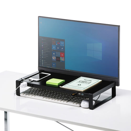 モニター台（机上ラック・机上台・電源・USB・スチール・ブラック) MR-LC204BKN サンワサプライ