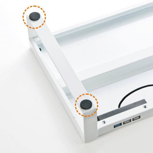 モニター台（机上・コンセント・USB・幅50cm・奥行25cm・スチール製・白・コンパクト・おしゃれ) MR-LC204WN サンワサプライ