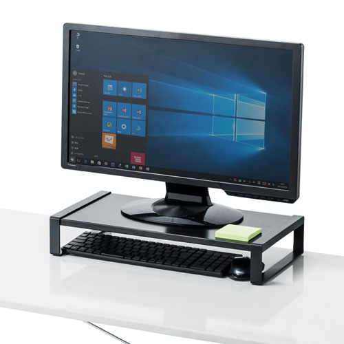 モニター台（机上ラック・卓上・シンプル・黒・スチール・天板・幅50cm・奥行25cm・スマホ・タブレット・ノートパソコン・プリンタ・キーボード収納） サンワサプライ MR-LC207BKN