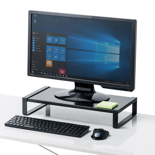 モニター台（机上ラック・卓上・シンプル・黒・スチール・天板・幅50cm・奥行25cm・スマホ・タブレット・ノートパソコン・プリンタ・キーボード収納） サンワサプライ MR-LC207BKN