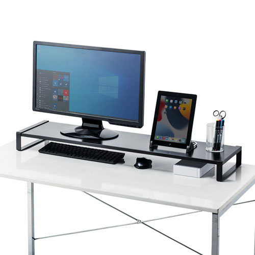 モニター台（机上ラック・卓上・幅100cm・ロング・奥行25cm・黒・スチール天板・スマホ・タブレット・ノートパソコン・プリンタ・キーボード収納） サンワサプライ MR-LC209BKN