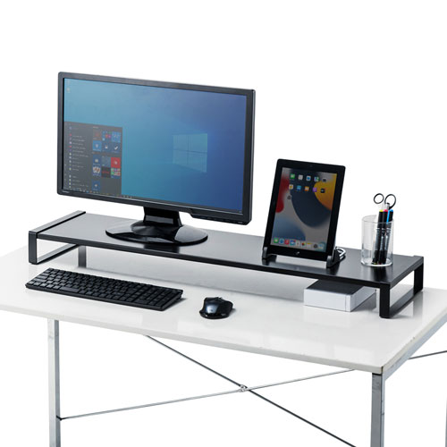 モニター台（机上ラック・卓上・幅100cm・ロング・奥行25cm・黒・スチール天板・スマホ・タブレット・ノートパソコン・プリンタ・キーボード収納） サンワサプライ MR-LC209BKN