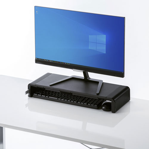 モニター台（USBハブ付き・USB Type-C搭載パソコン用・引き出し付・幅3