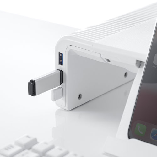 モニター台（USBハブ付き・USB Type-C搭載パソコン用・引き出し付・幅3段階調整対応・机上ラック・ホワイト） MR-LC210CHW サンワサプライ