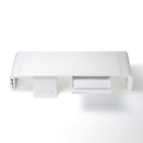 モニター台（USBハブ付き・USB Type-C搭載パソコン用・引き出し付・幅3段階調整対応・机上ラック・ホワイト） MR-LC210CHW サンワサプライ