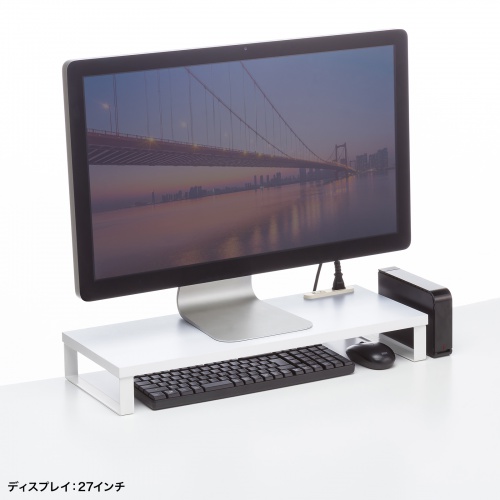 モニター台 （ACコンセント付き・幅60cm・奥行き24cm・木製・モニター下収納・机上台・ホワイト） MR-LC212W サンワサプライ