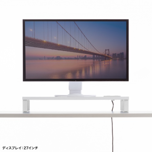 モニター台 （ACコンセント付き・幅60cm・奥行き24cm・木製・モニター下収納・机上台・ホワイト） MR-LC212W サンワサプライ