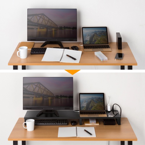 モニター台 （ACコンセント付き・幅100cm・奥行き24cm・木製・モニター下収納・机上台・ブラック） MR-LC213BK サンワサプライ