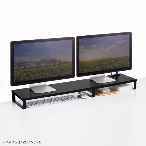 モニター台 （ACコンセント付き・幅100cm・奥行き24cm・木製・モニター下収納・机上台・ブラック） MR-LC213BK サンワサプライ