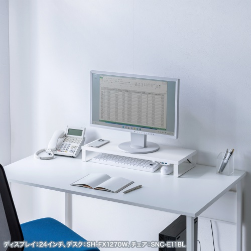 モニター台（机上台・幅60cm・USBハブ・4ポート・コンパクト・木製天板・ケーブル長め1.5m・ホワイト）