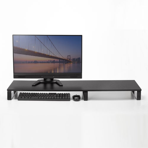 モニター台（机上ラック・卓上・幅100cm・ロング・奥行30cm・黒・木製天板・シンプル・スマホ・タブレット・ノートパソコン・プリンタ・キーボード収納） サンワサプライ MR-LC304BKN