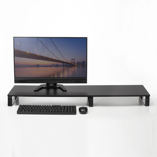 モニター台（机上ラック・卓上・幅100cm・ロング・奥行30cm・黒・木製天板・シンプル・スマホ・タブレット・ノートパソコン・プリンタ・キーボード収納） サンワサプライ MR-LC304BKN