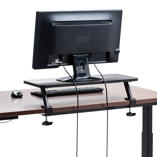 モニター台（机上台・卓上・クランプ固定・ブラック・幅65cm・奥行26cm・キーボード収納・昇降デスク向け・デスク整理） サンワサプライ