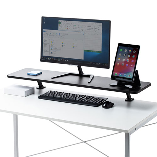 モニター台(クランプ式・W1000mm・黒・シンプル・おしゃれ・収納・100㎝) MR-LC306BK サンワサプライ