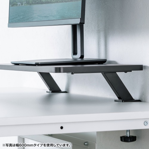 モニター台（机上台・幅100cm・クランプ式・木製・ブラック）