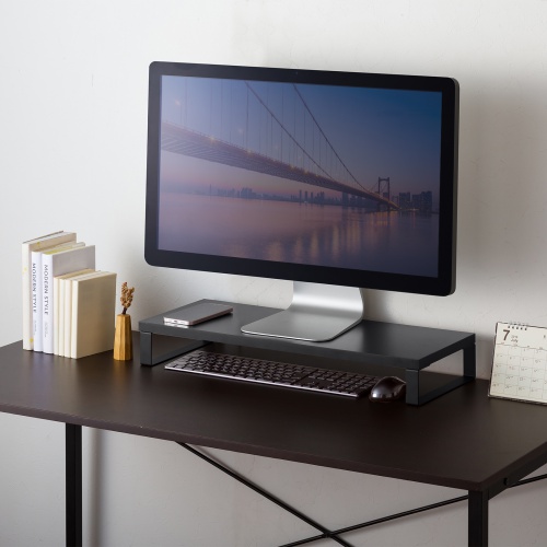 モニター台（幅60cm・奥行24cm・木製天板使用・シンプル・机上ラック・机上台・ブラック） MR-LC312BK サンワサプライ