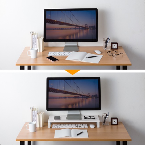 モニター台（幅60cm・奥行24cm・木製天板使用・シンプル・机上ラック・机上台・ホワイト） MR-LC312W サンワサプライ