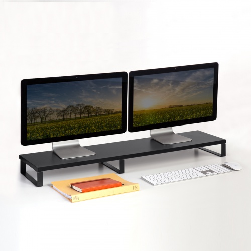 モニター台（幅100cm・奥行24cm・木製天板使用・シンプル・スリムタイプ・机上ラック・机上台・ブラック） MR-LC314BK サンワサプライ