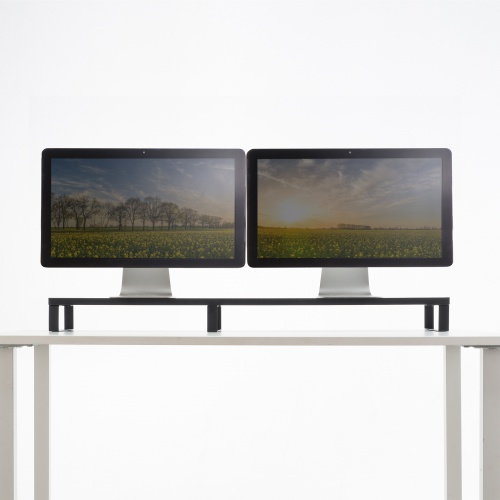 モニター台（幅100cm・奥行24cm・木製天板使用・シンプル・スリムタイプ・机上ラック・机上台・ブラック） MR-LC314BK サンワサプライ