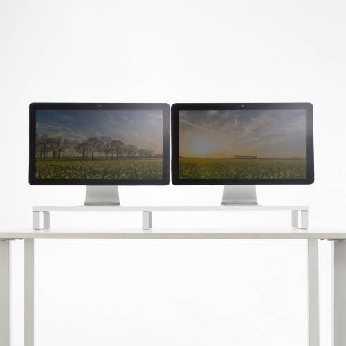 モニター台（幅100cm・奥行24cm・木製天板使用・シンプル・スリムタイプ・机上ラック・机上台・ホワイト） MR-LC314W