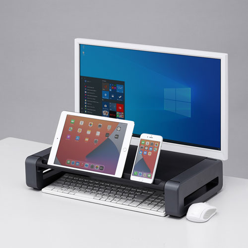 モニタスタンド（モニタ台・机上台・タブレットスタンド・スマホスタンド・キーボード収納・スリット付き・ブラック） MR-LC801BKN サンワサプライ