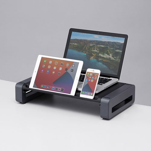 モニタスタンド（モニタ台・机上台・タブレットスタンド・スマホスタンド・キーボード収納・スリット付き・ブラック） MR-LC801BKN サンワサプライ