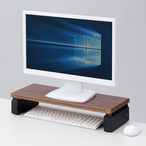 モニター台（机上台・卓上・木目・3段階高さ調整・幅54cm・奥行20.4cm・シンプル・キーボード収納・スリム）MR-LC802　 サンワサプライ